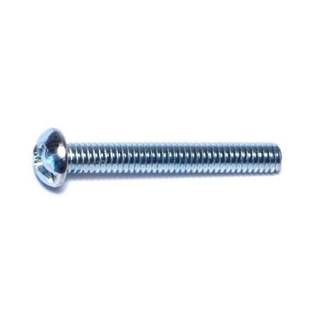 #8-32 X 1-1/4 In Combination Phillips/Slotted Round Machine Screw, Zinc Plated Steel, 100 PK